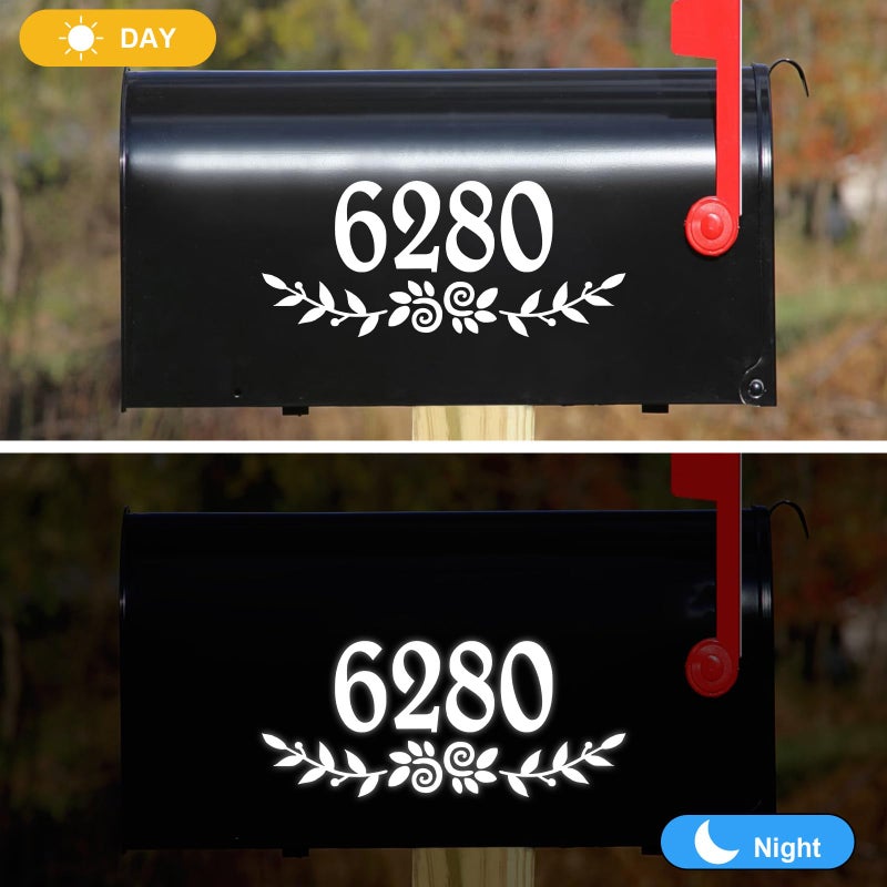 HLARTNET 3 Inch Reflective White Mailbox Numbers Stickers  4 Set Waterproof Rustic Mailbox Decal  Self Adhesive Vinyl Number for Mail box  Door  Garbage Bins - Image 3